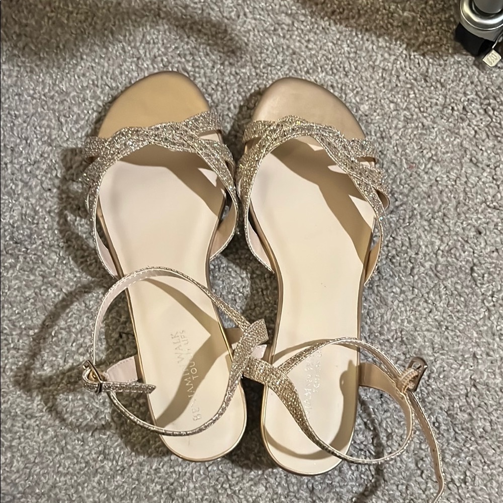 Touch Ups Gold Sandals with Strappy Design